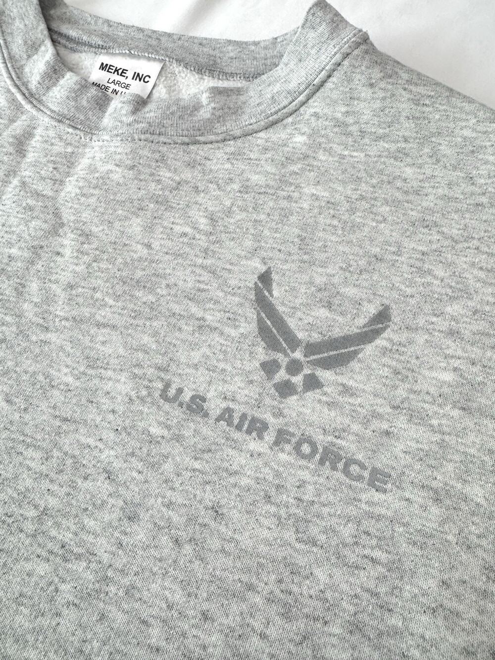 Vintage MEKE INC US Air Force PT Sweatshirt Gray Crewneck Reflective Size L USA